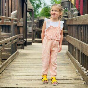 PatPat Boutique | Pink Cotton Daisy Bowknot Sleeveless Jumpsuit | Size 3-4Y